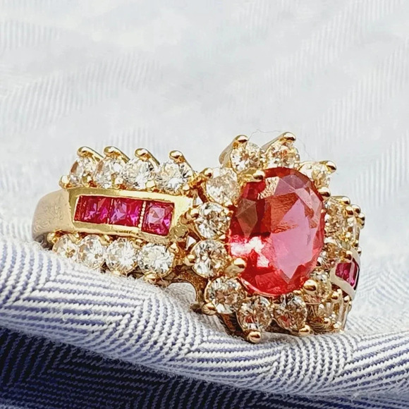 🍁 Royal Court Oval Zircon Three Layer Luxury Gold Rings for Women, EVGG1125 - Picture 3 of 4